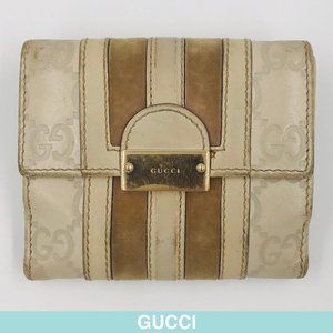 Auth Gucci Guccissima white leather wallet